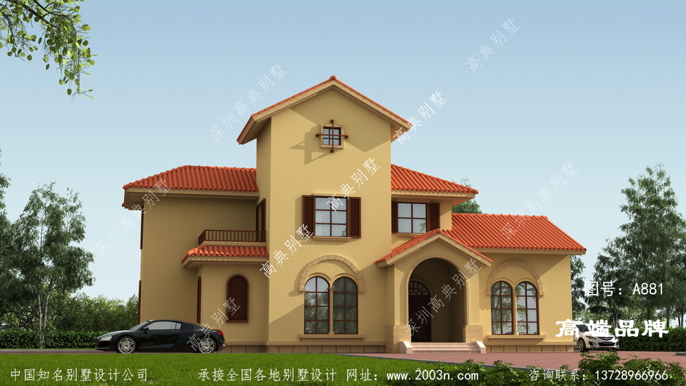 兩層半小洋樓，地中海風格吸引人眼光。