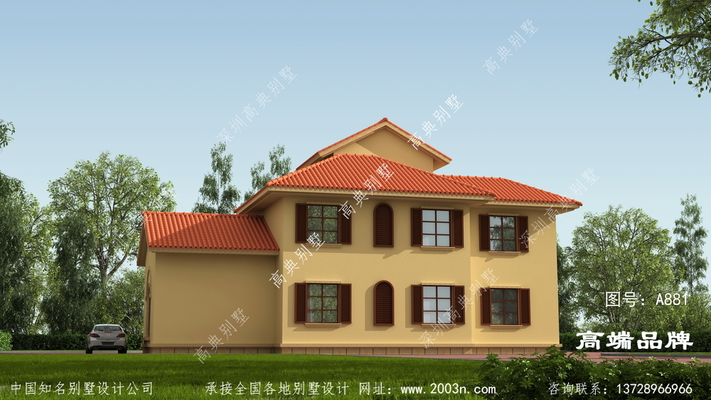 兩層半小洋樓，地中海風格吸引人眼光。