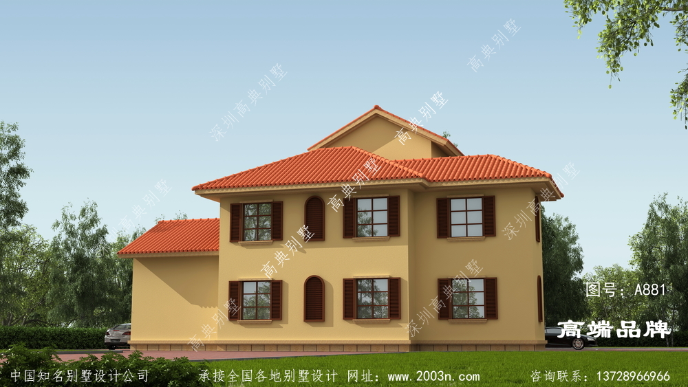 兩層半小洋樓，地中海風格吸引人眼光。