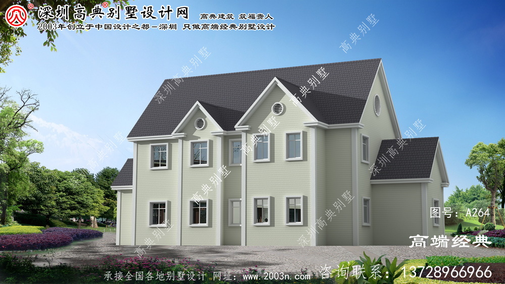 寶山區(qū)小戶型兩層美式別墅設(shè)計(jì)圖配車庫(kù)，溫馨舒適