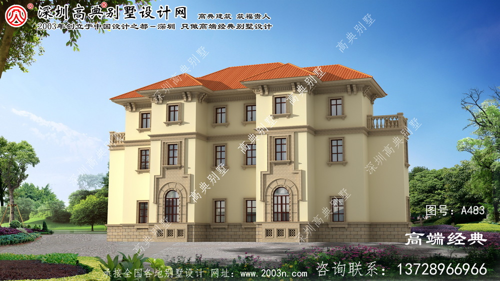 江山市三層歐式風格雙拼別墅