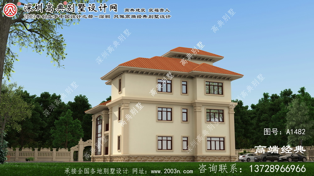 滄縣三層歐式別墅外觀效果圖