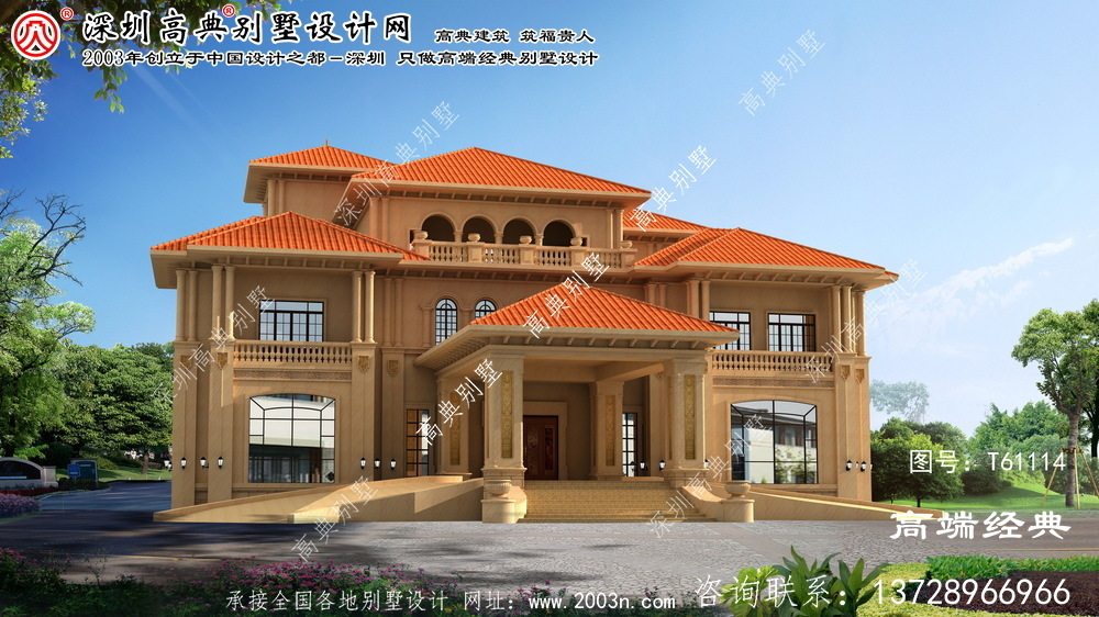 阿拉善右旗自建三層別墅效果圖