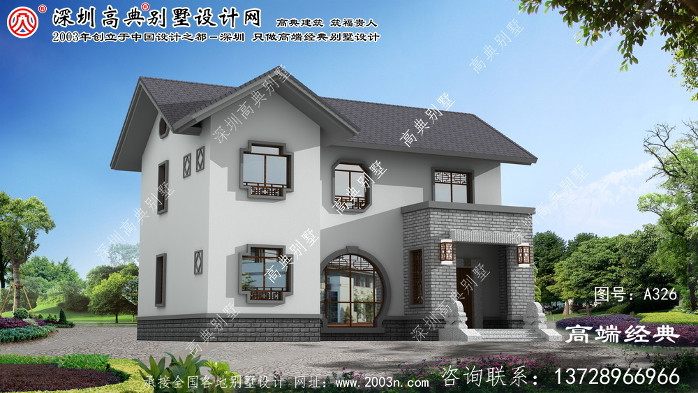 泰來縣農村二層樓房外觀效果圖