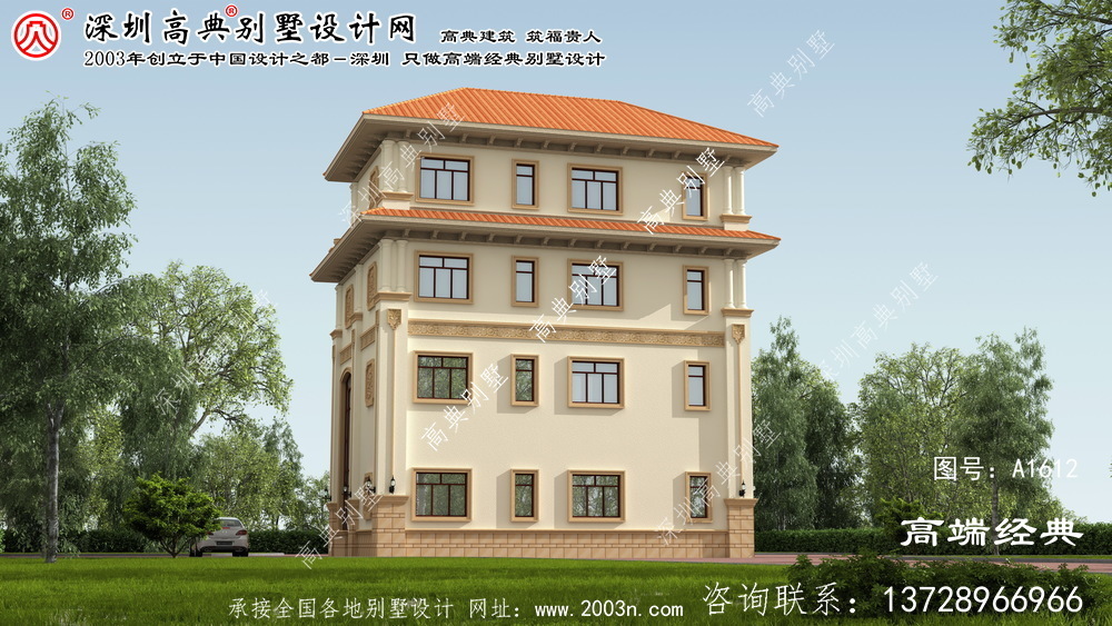 永福縣農村四層別墅設計圖紙	