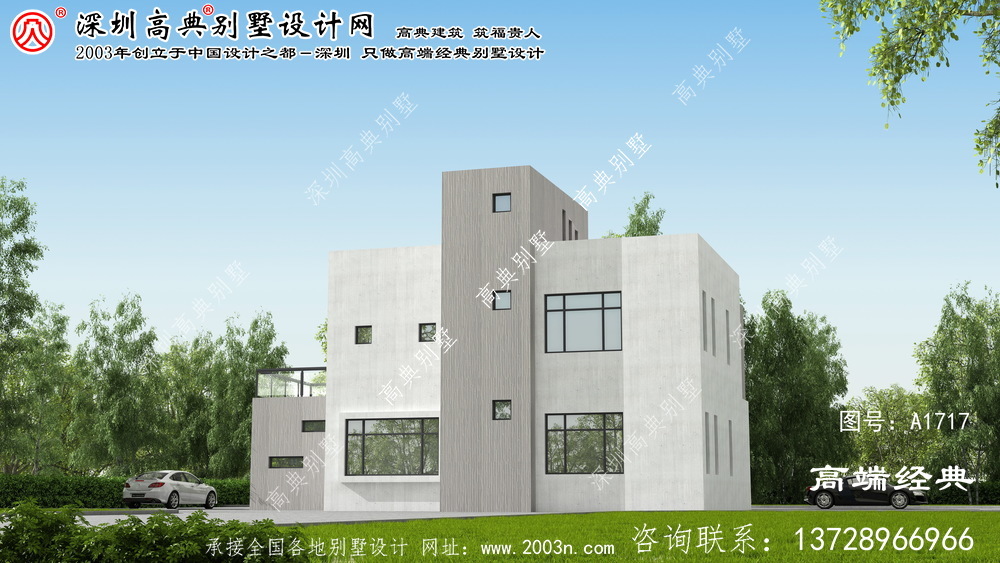 常德市兩層現代風格的平屋頂別墅,漂亮的小別墅