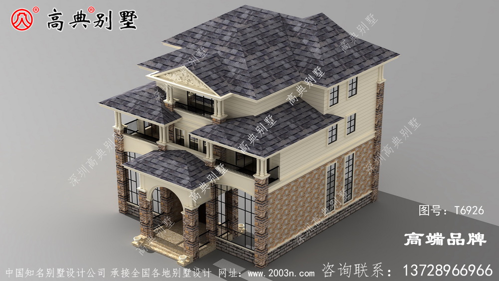 三層的別墅外觀效果圖雙復式設計
