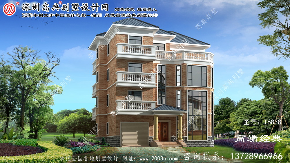 城區(qū)歐式風(fēng)格四層沉穩(wěn)別墅外觀呈現(xiàn)穩(wěn)重，大氣的設(shè)計(jì)