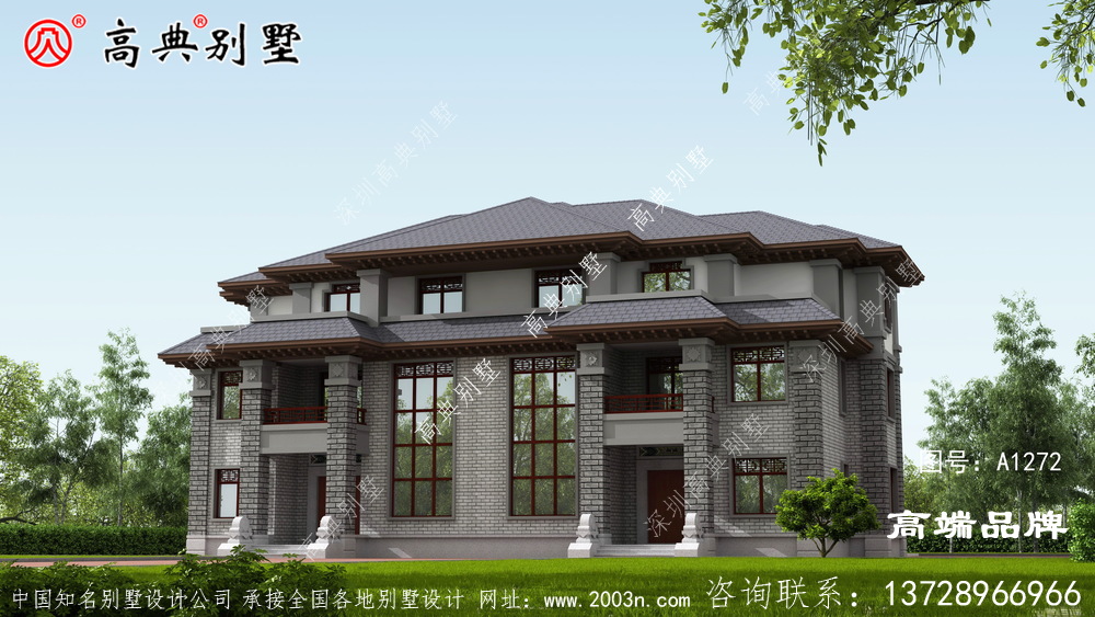 兩層半雙拼別墅建筑設計圖本方案整體設計非常協調