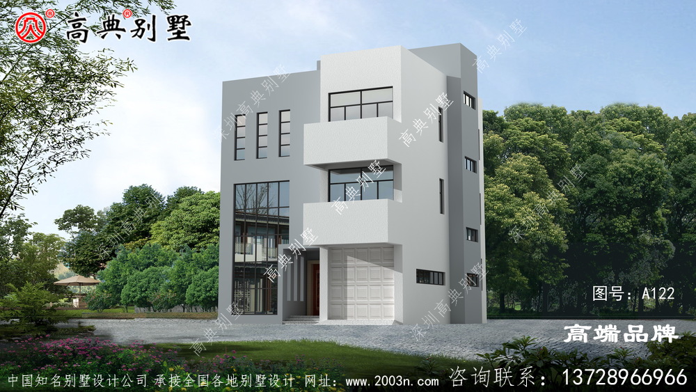 農村三層房屋設計圖紙整體色調十分和諧
