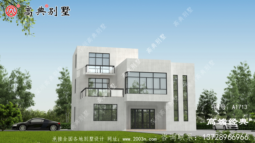 冷色調的復式三層現代住宅別有一番風味