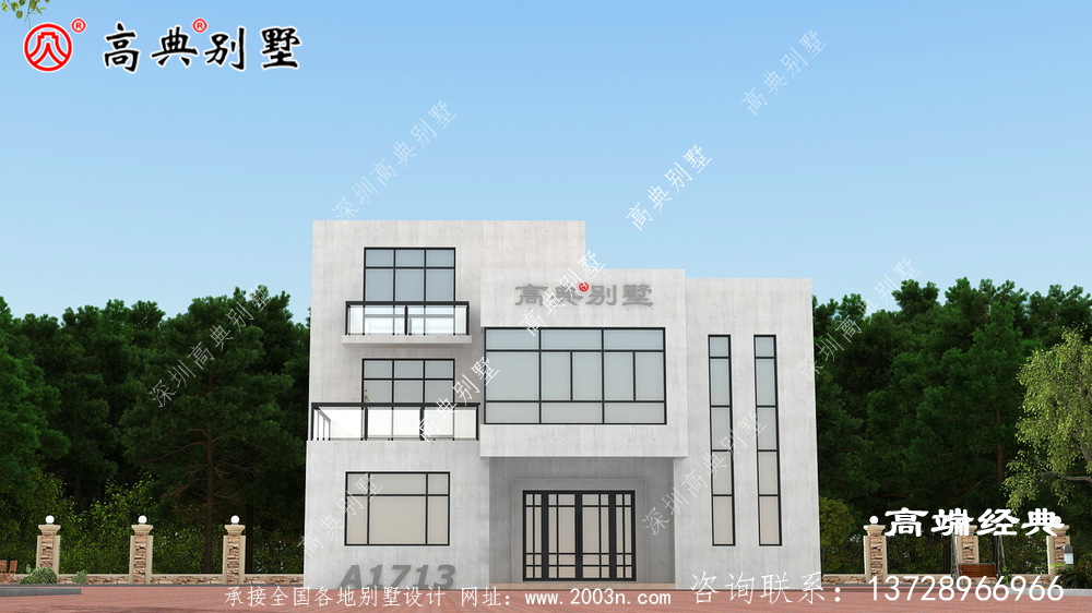 冷色調的復式三層現代住宅別有一番風味