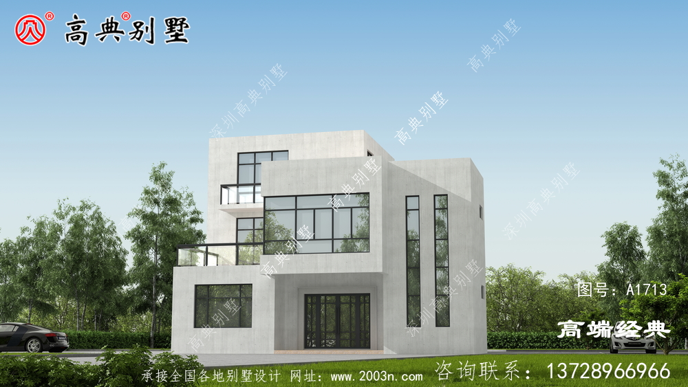 冷色調的復式三層現代住宅別有一番風味