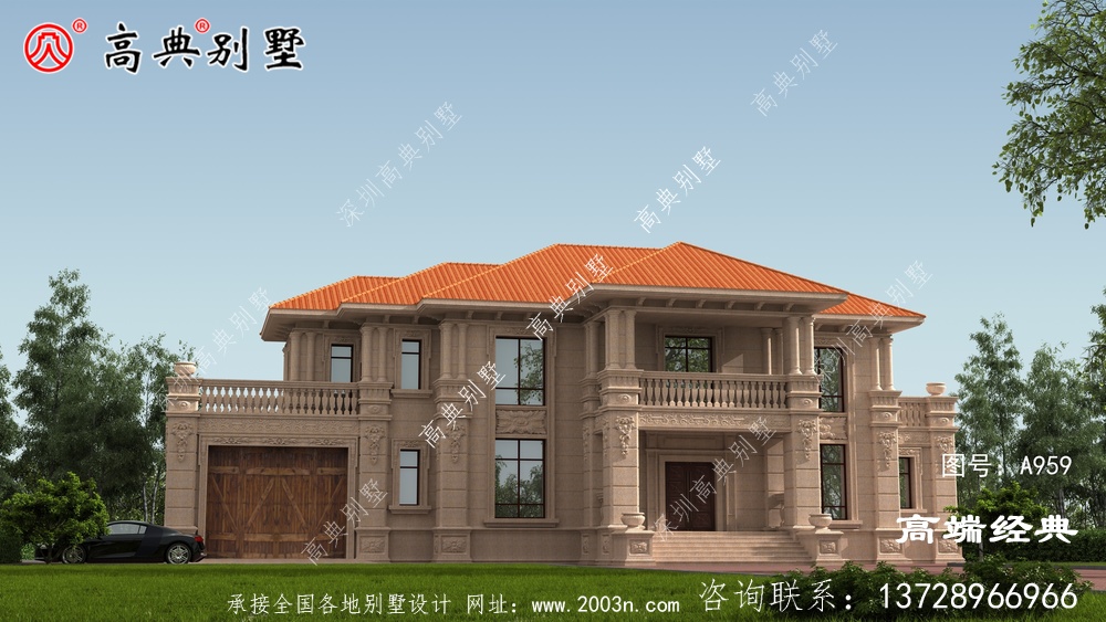 歐式兩層大戶型別墅，整體顯得簡潔大方