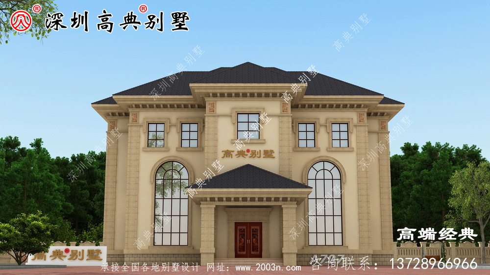 這樣的二層別墅，建起來很有排面，適合農村建造