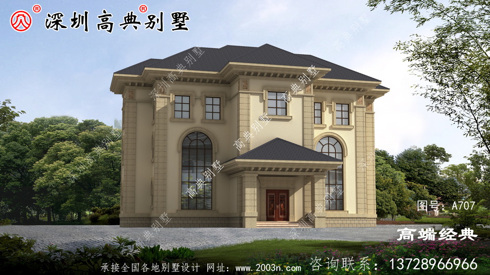 這樣的二層別墅，建起來很有排面，適合農村建造