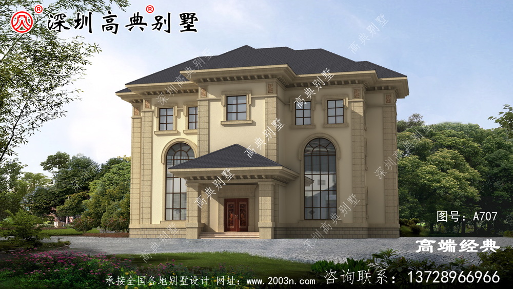 這樣的二層別墅，建起來很有排面，適合農村建造