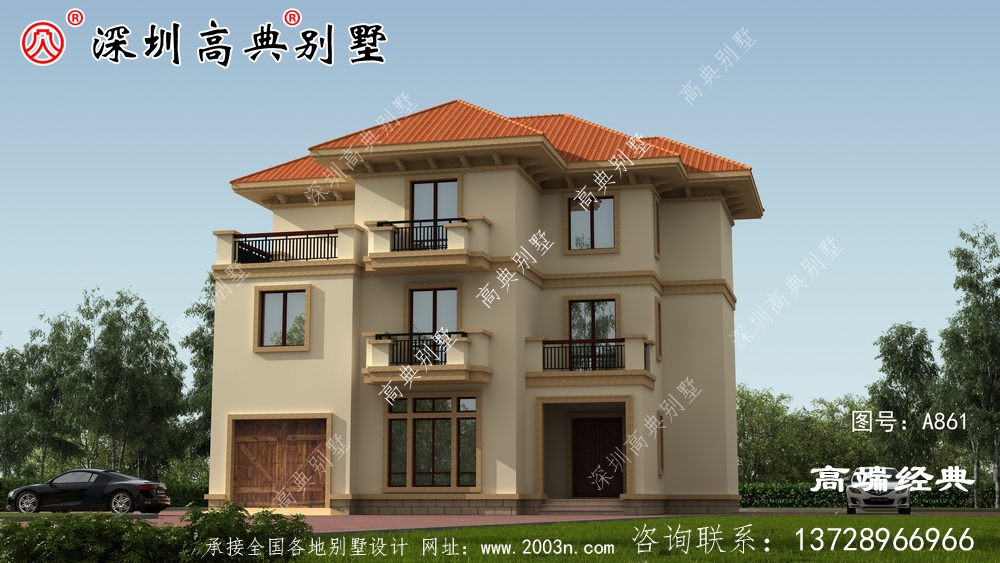 三層歐式別墅，簡潔明亮，適合在農村建造
