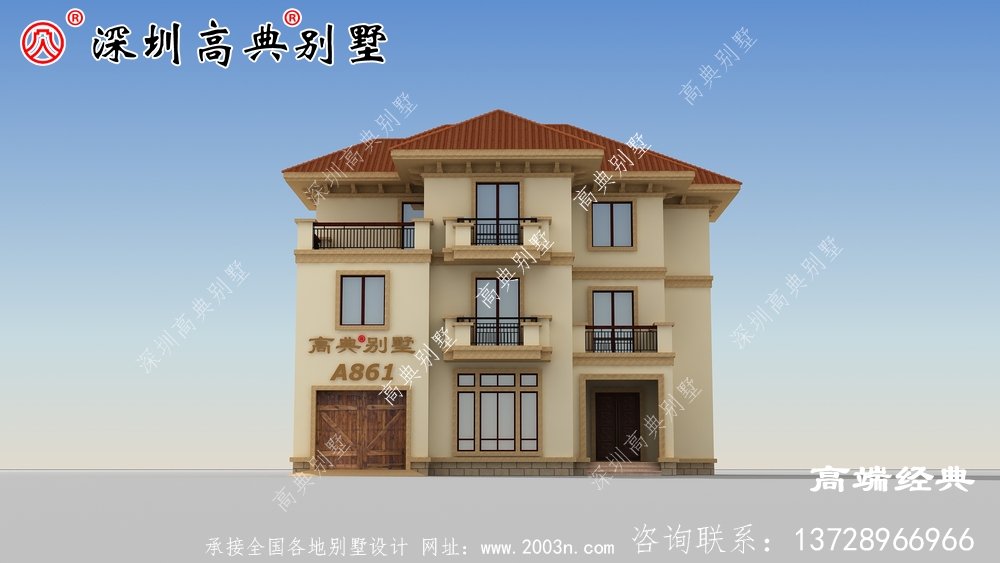 三層歐式別墅，簡潔明亮，適合在農村建造