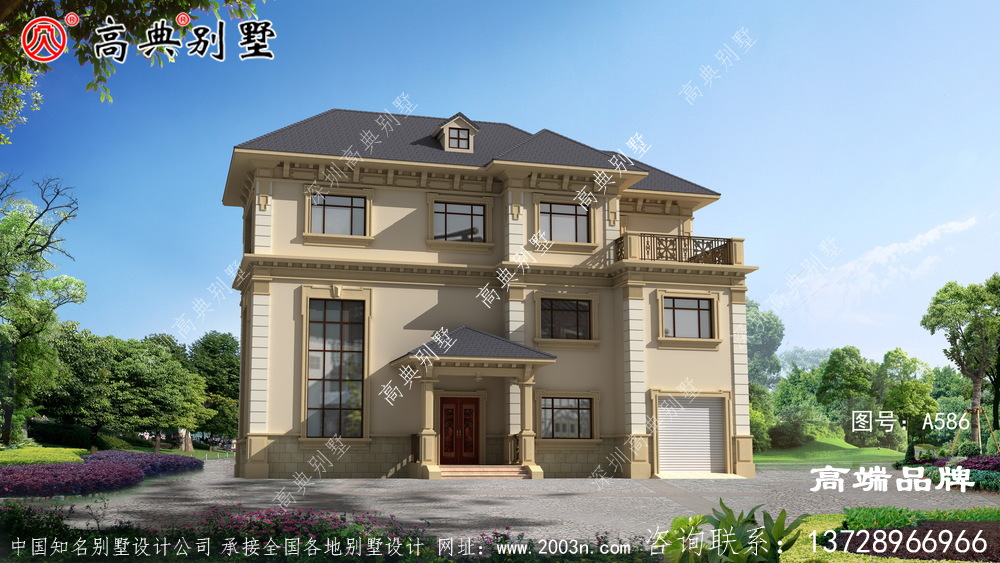 灰藍(lán)色坡屋頂相結(jié)合，增添了更加豐富的氣息