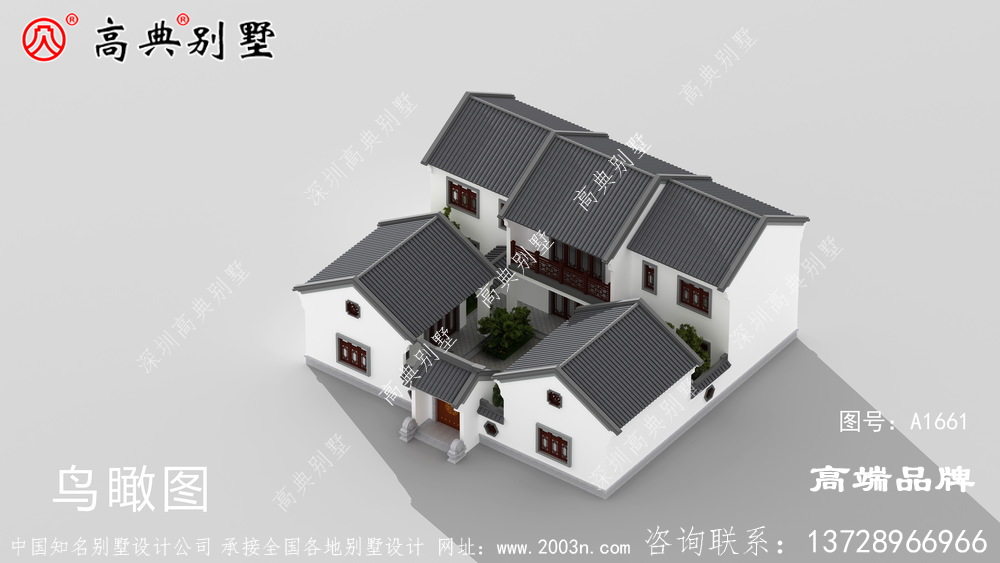 本戶型外部采用中式設計，色彩沉穩大氣