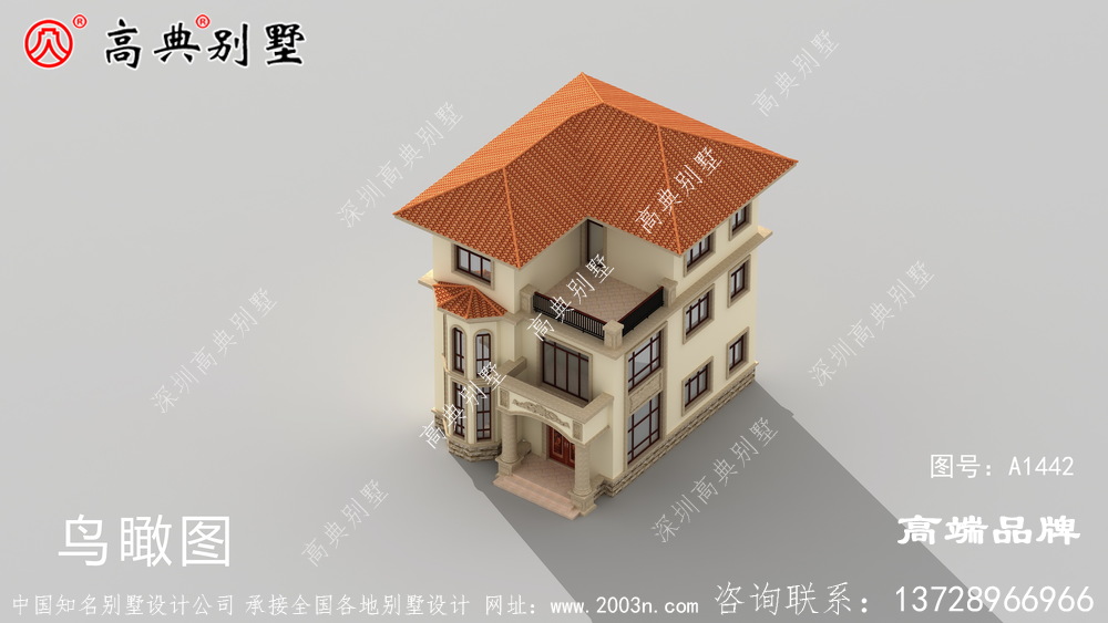 這座別墅造型簡單端莊,非常適合自建房用戶