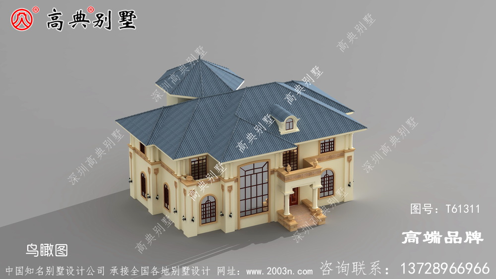 藍色屋頂白色外墻漆，美觀大方